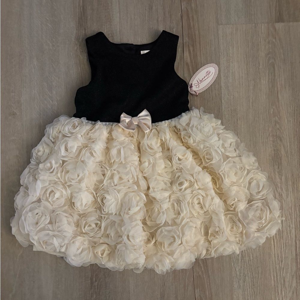 Nannette girls Elegant Black and Cream Kids Dress